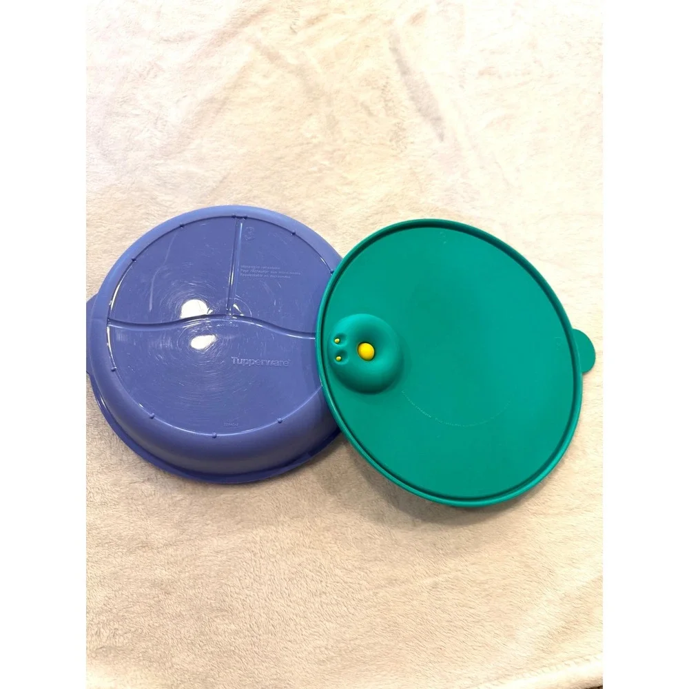 Tupperware Crystalwave Divided Microwave Dish 3284C Blue Teal 3 Compartment 9